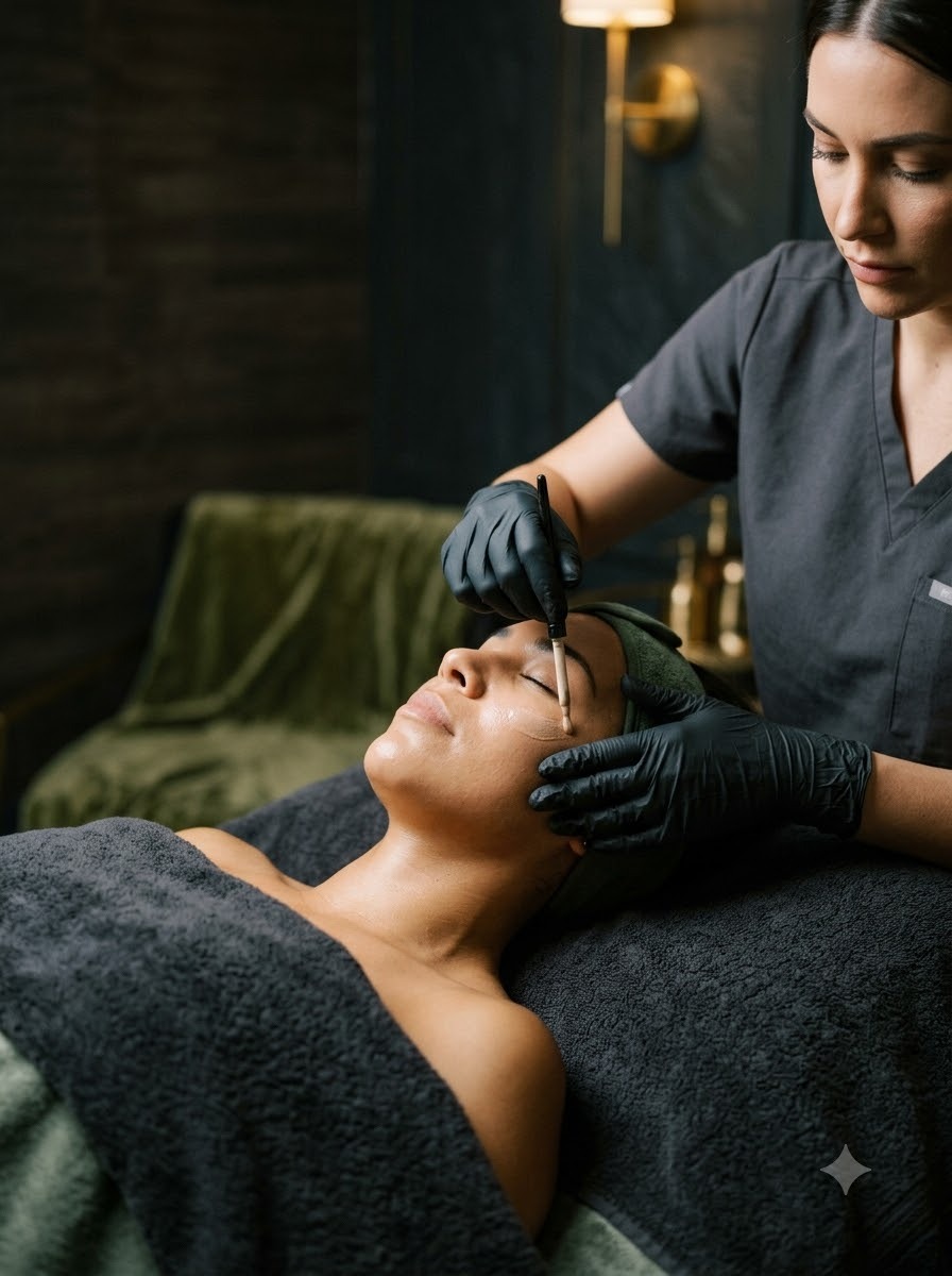 A Kaaya Glow esthetician performing a facial treatment